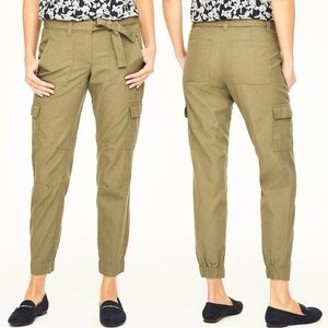 NWT $70 Ann Taylor LOFT Belted Cargo Jogger Pant Green Size 2 Mid-Rise Military
